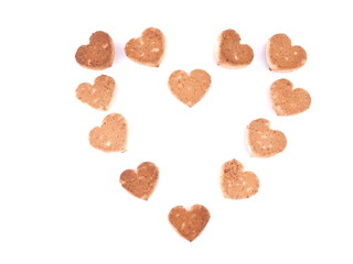 Cookies in the form of hearts on a white background