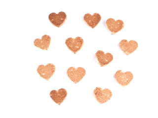 Cookies in the form of hearts on a white background