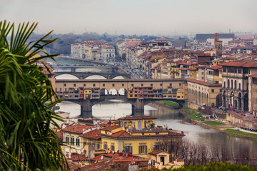 Obraz premium Beautiful view at Ponte Vecchio and Florence, Italy.