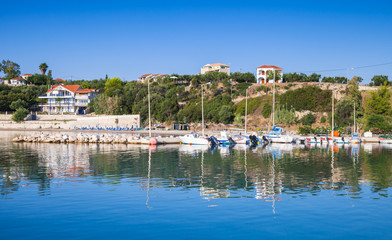 Bouka Beach and port in summer