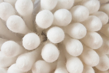 Macro image of a group of cotton swabs.