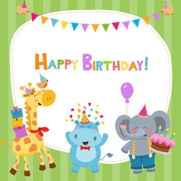 Cute Birthday Card With Animals