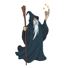 Wizard Cartoon Character Design Mascot Vector Illustration