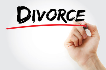 Hand writing Divorce with marker, concept background