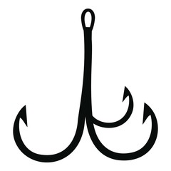 Three hooks icon, simple style