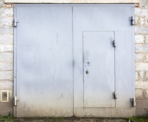 old metal warehouse door, hangar, high resolution photo