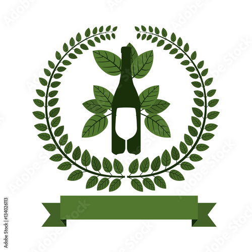 Download "Arch of green leaves with bottle wine and cutlery vector ...