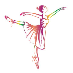 Obraz na płótnie Canvas Hand drawn sketch of young ballerina
