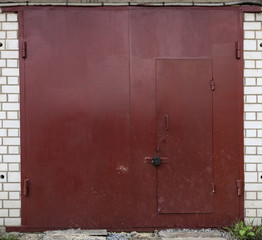 old metal warehouse door, hangar, high resolution photo