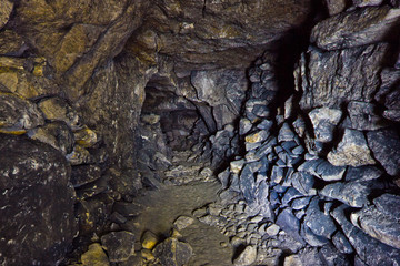 Old abandoned limestone mine Byaki in Byakovo, Tula Region