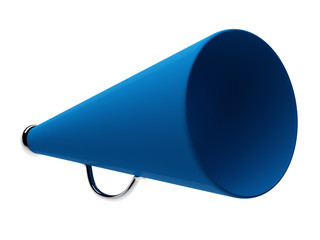 Blue megaphone isolated on white background
