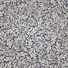 Seamless background of beige and blue color in the style of Damascus. Vintage ornament. Use for wallpaper, printing on the packaging paper, textiles. - 134027761