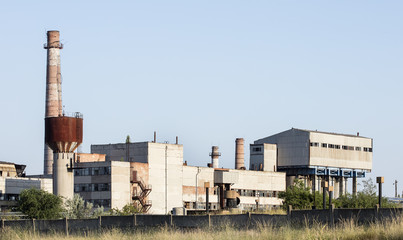 old USSR factory exterior, industry 