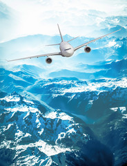 Obraz premium airliner flying above clouds. Passenger airplane
