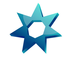3D blue star with seven extremity