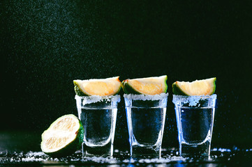 tequilla with limes