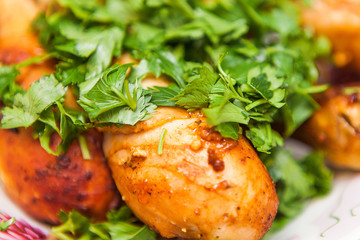 roast chicken with parsley  a golden crust