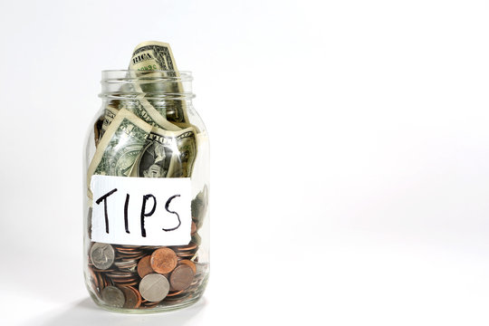 Glass Tips Jar
