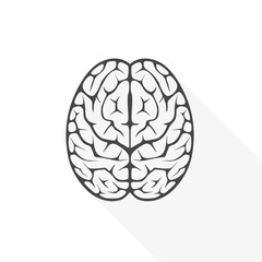 Human brain icon - vector Illustration with long shadow