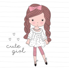 cute pretty girl vector illustration