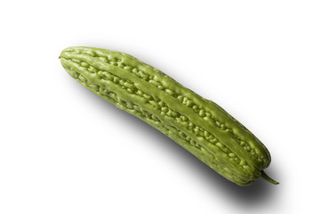 Bitter melon isolated on white background, Momordica charantia L.Cucurbitaceae, Bitter cucumber-chinese