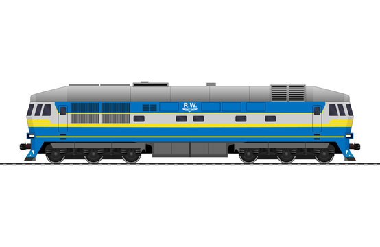 Locomotive. Mainline locomotive. Diesel. Railway train. vector