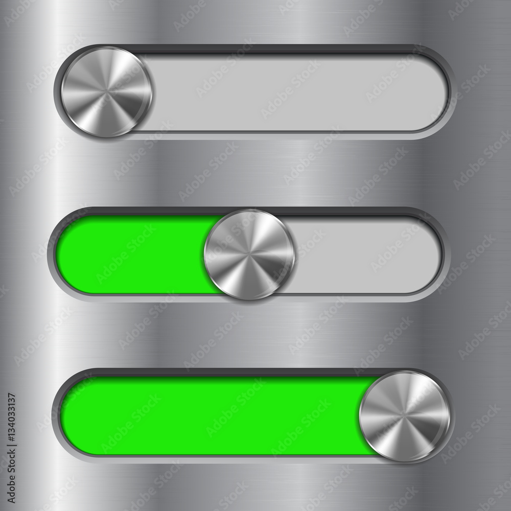 Wall mural Metal interface slider. Green bar with round button