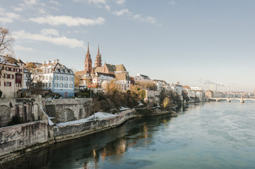 Basel, Stadt, Altstadt, Basel-Stadt, Münster, Kirche, Rhein, historische Häuser, Rheinufer,...