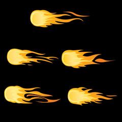vector fireball animation. Sprite sheet for game or cartoon. Flame . Fire . Blaze . Flasher Pause . Bonfire.
