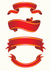 Vector illustration. Set of red ribbon.