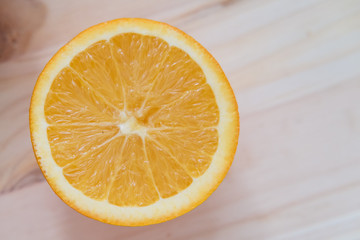 Fresh orange on wooden decks.