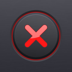 Black Cancel button with red cross