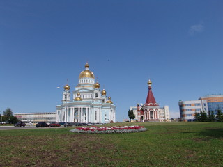 Fototapeta premium View at the cathedral of St Warrior Admiral Feodor Ushakov in Saransk, Mordovia. Russian Federation