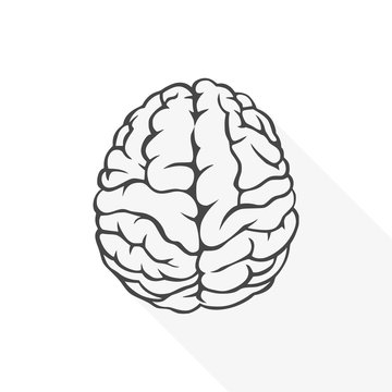 Human brain icon - vector Illustration with long shadow
