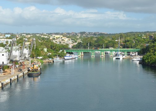 entrance to the Cruise ship port in La Romana near the Rio Dulce ocean inlet at La Romana, Dominican Republic