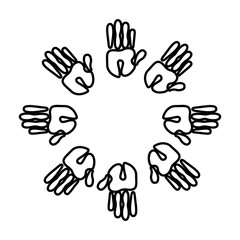 hands print paint around vector illustration design