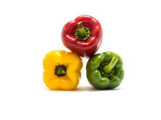 Bell pepper is ingredient in a healthy diet on white background
