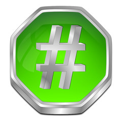 Hashtag Button - 3D illustration