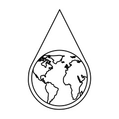 water drop with earth planet vector illustration design