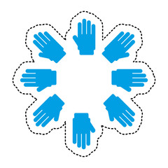 hands print paint around vector illustration design