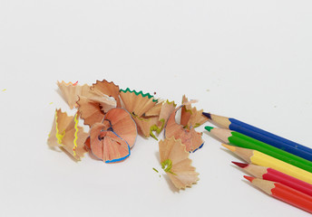 Fractions pencil from sharpener and color pencil