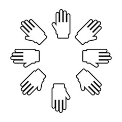 hands print paint around vector illustration design