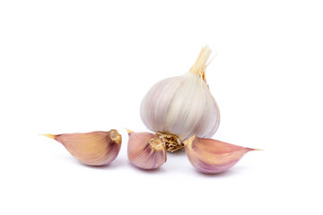 Healthy fresh garlic isolated on white background