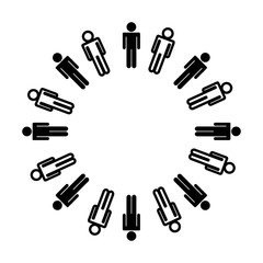 Obraz premium people silhouette teamwork emblem vector illustration design