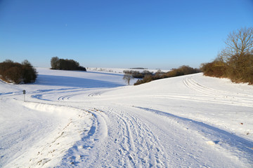 Fototapeta na wymiar Winter landscape with fields and meadows / Frosty Day