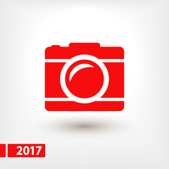 Camera icon; vector illustration. Flat design style