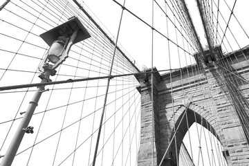 Brooklyn Bridge black and white, New York, USA