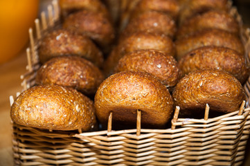 Rustic homemade bread in basket