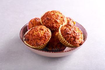 Homemade muffins in a bowl