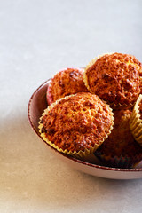 Homemade muffins in a bowl